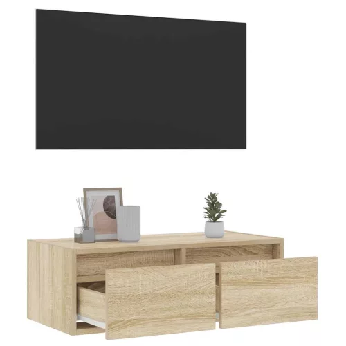 TV szekrény LED világítással sonoma tölgyfa 75x35,5x25 cm