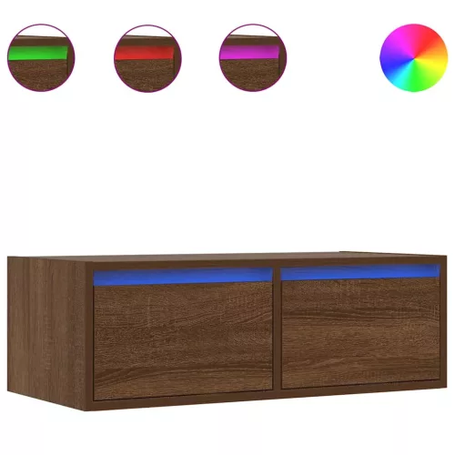 TV szekrény LED világítással barna tölgyfa 75x35,5x25 cm