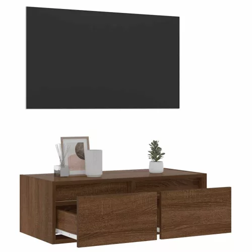TV szekrény LED világítással barna tölgyfa 75x35,5x25 cm