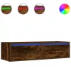 TV szekrény LED világítással füstölt tölgy 100X35,5x25 cm