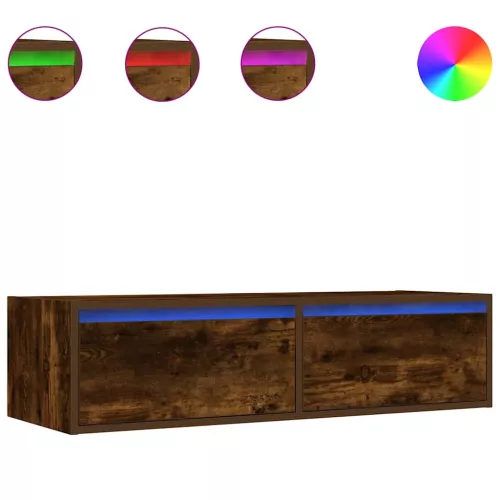 TV szekrény LED világítással füstölt tölgy 100X35,5x25 cm