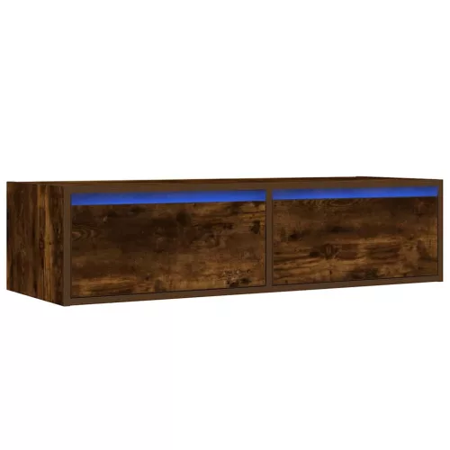 TV szekrény LED világítással füstölt tölgy 100X35,5x25 cm