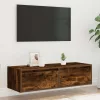 TV szekrény LED világítással füstölt tölgy 100X35,5x25 cm