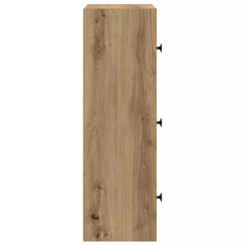 Kézműves tölgy színű szerelt fa könyvespolc 40x24x77 cm