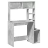 Betonszürke szerelt fa íróasztal polcokkal 100x45x140 cm