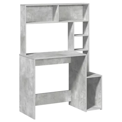 Betonszürke szerelt fa íróasztal polcokkal 100x45x140 cm