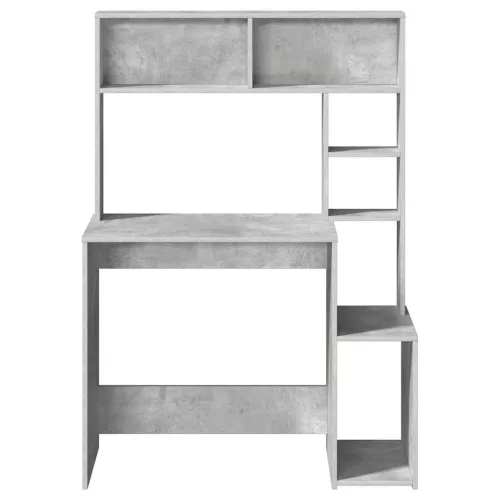 Betonszürke szerelt fa íróasztal polcokkal 100x45x140 cm
