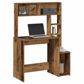   Antik fa színű szerelt fa íróasztal polcokkal 100x45x140 cm