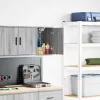 Szürke sonoma színű szerelt fa garázs fali szekrény