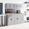 Szürke sonoma színű szerelt fa garázs fali szekrény