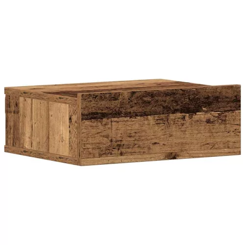 Antik fa szerelt fa lebegő éjjeliszekrény 40x32x15 cm