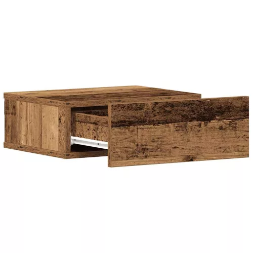 Antik fa szerelt fa lebegő éjjeliszekrény 40x32x15 cm