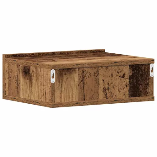 Antik fa szerelt fa lebegő éjjeliszekrény 40x32x15 cm
