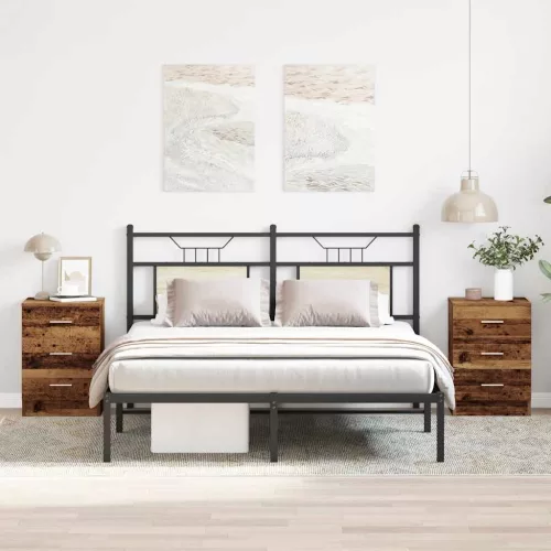 2 db antik fa szerelt fa éjjeliszekrények 38x35x55 cm