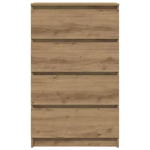 Kézműves tölgy színű szerelt fa tálalószekrény 60x35x98,5 cm