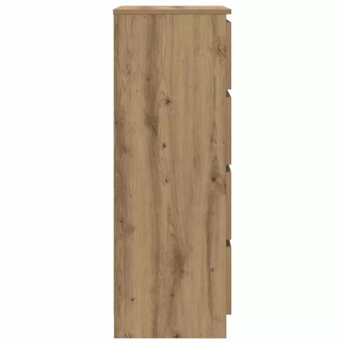 Kézműves tölgy színű szerelt fa tálalószekrény 60x35x98,5 cm