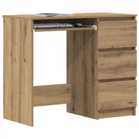 Kézműves tölgy színű szerelt fa íróasztal 90x45x76 cm