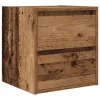 2 db antik fa színű falra szerelhető éjjeliszekrény 38x34x40 cm