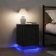 2 db fekete éjjeliszekrények LED világítással 38x34x50 cm