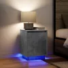 Betonszürke éjjeliszekrény LED-világítással 38x34x50 cm