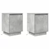 2 db betonszürke éjjeliszekrény LED-fényekkel 38x34x50 cm