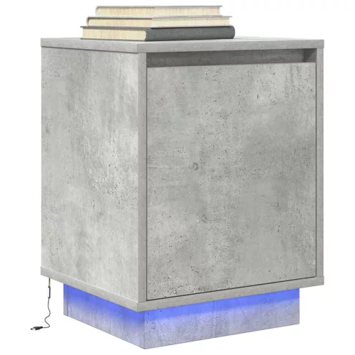 2 db betonszürke éjjeliszekrény LED-fényekkel 38x34x50 cm