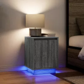   2 db szürke sonoma éjjeliszekrények LED világítással 38x34x50cm
