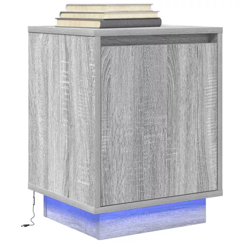 2 db szürke sonoma éjjeliszekrények LED világítással 38x34x50cm