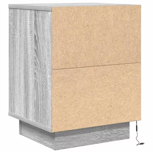 2 db szürke sonoma éjjeliszekrények LED világítással 38x34x50cm