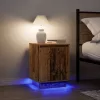 2 db antik fa éjjeliszekrények LED világítással 38x34x50 cm