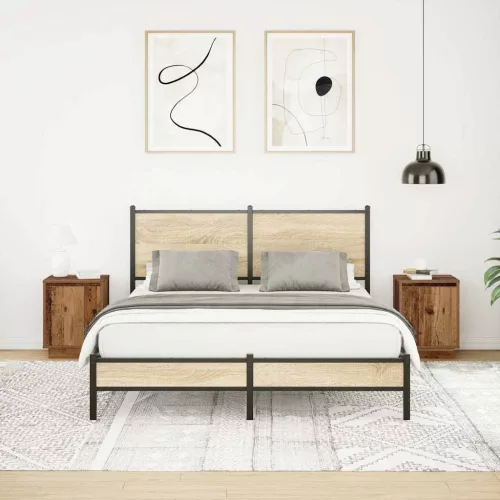 2 db antik fa éjjeliszekrények LED világítással 38x34x50 cm