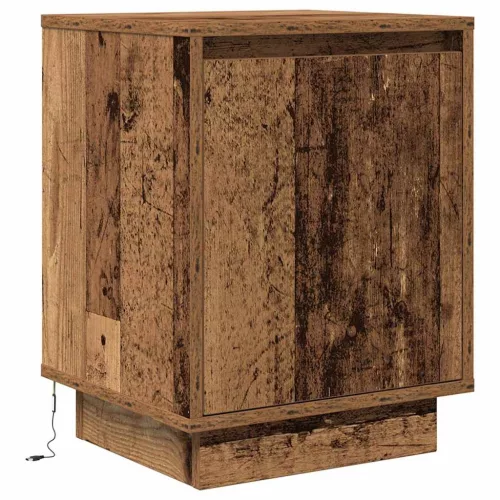 2 db antik fa éjjeliszekrények LED világítással 38x34x50 cm