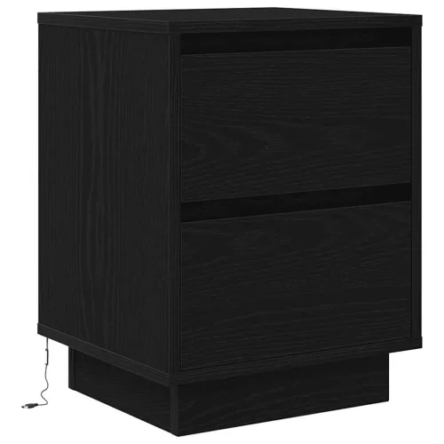 2 db fekete éjjeliszekrények LED világítással 38x34x50 cm