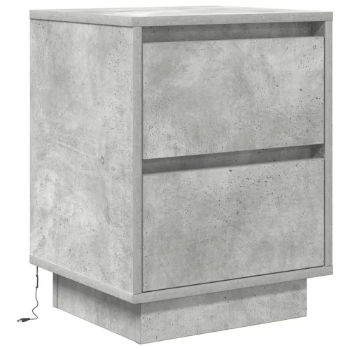 2 db betonszürke éjjeliszekrény LED-fényekkel 38x34x50 cm