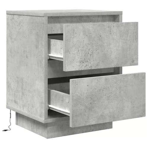 2 db betonszürke éjjeliszekrény LED-fényekkel 38x34x50 cm