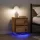 2 db antik fa éjjeliszekrények LED világítással 38x34x50 cm