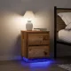 2 db antik fa éjjeliszekrények LED világítással 38x34x50 cm
