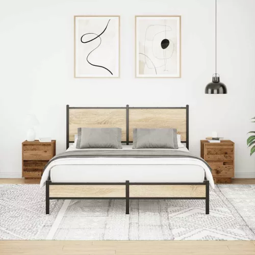 2 db antik fa éjjeliszekrények LED világítással 38x34x50 cm