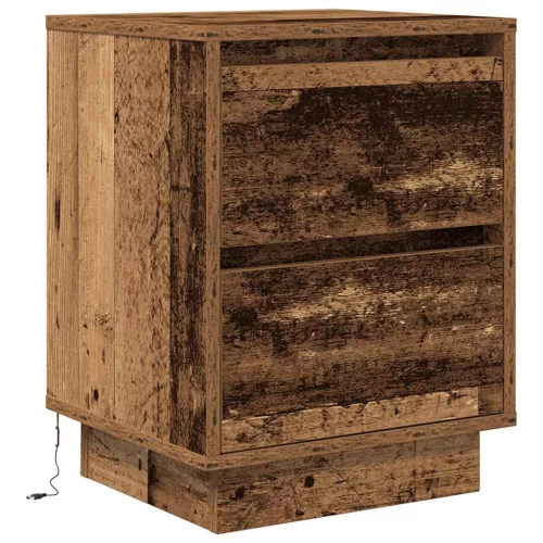 2 db antik fa éjjeliszekrények LED világítással 38x34x50 cm