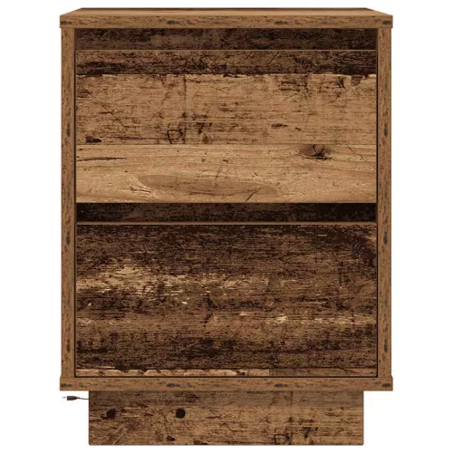 2 db antik fa éjjeliszekrények LED világítással 38x34x50 cm