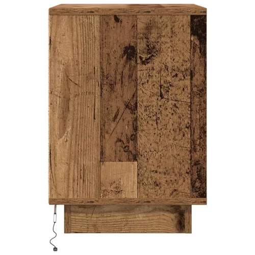2 db antik fa éjjeliszekrények LED világítással 38x34x50 cm