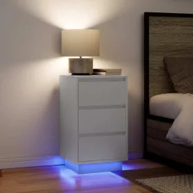   Éjjeliszekrény LED világítással Fehér 38x34x50 cm 38x34x65 cm