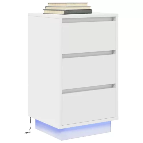 Éjjeliszekrény LED világítással Fehér 38x34x50 cm 38x34x65 cm