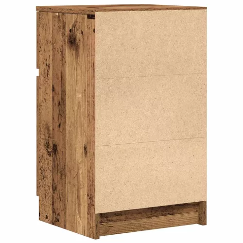 2 db antik fa színű szerelt fa éjjeliszekrény 39x35x65 cm
