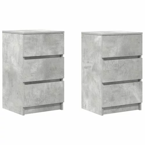 2 db betonszürke éjjeliszekrények 3 fiókkal 39x35x65 cm
