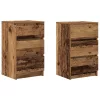 2 db antik fa éjjeliszekrények 3 fiókkal 39x35x65 cm