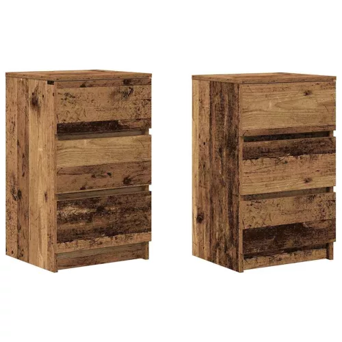 2 db antik fa éjjeliszekrények 3 fiókkal 39x35x65 cm