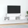 2 db fehér szerelt fa TV-szekrény 80x31x25,5 cm