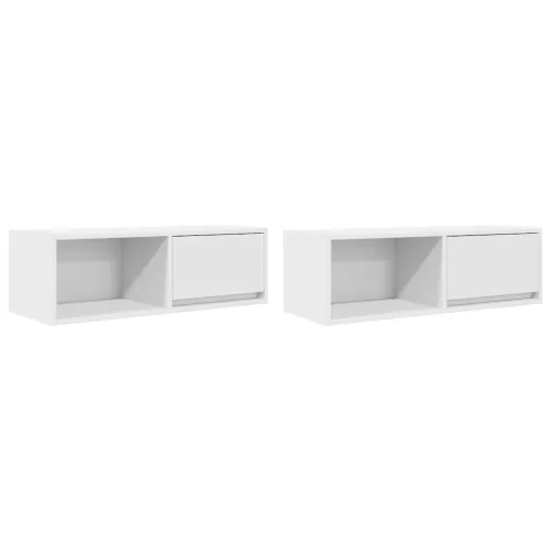 2 db fehér szerelt fa TV-szekrény 80x31x25,5 cm