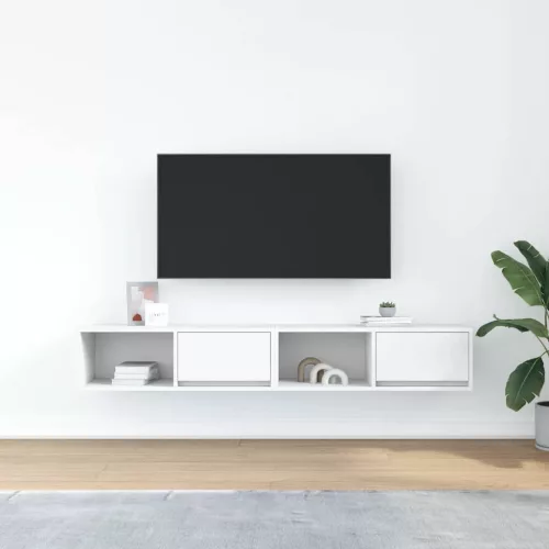 2 db fehér szerelt fa TV-szekrény 80x31x25,5 cm
